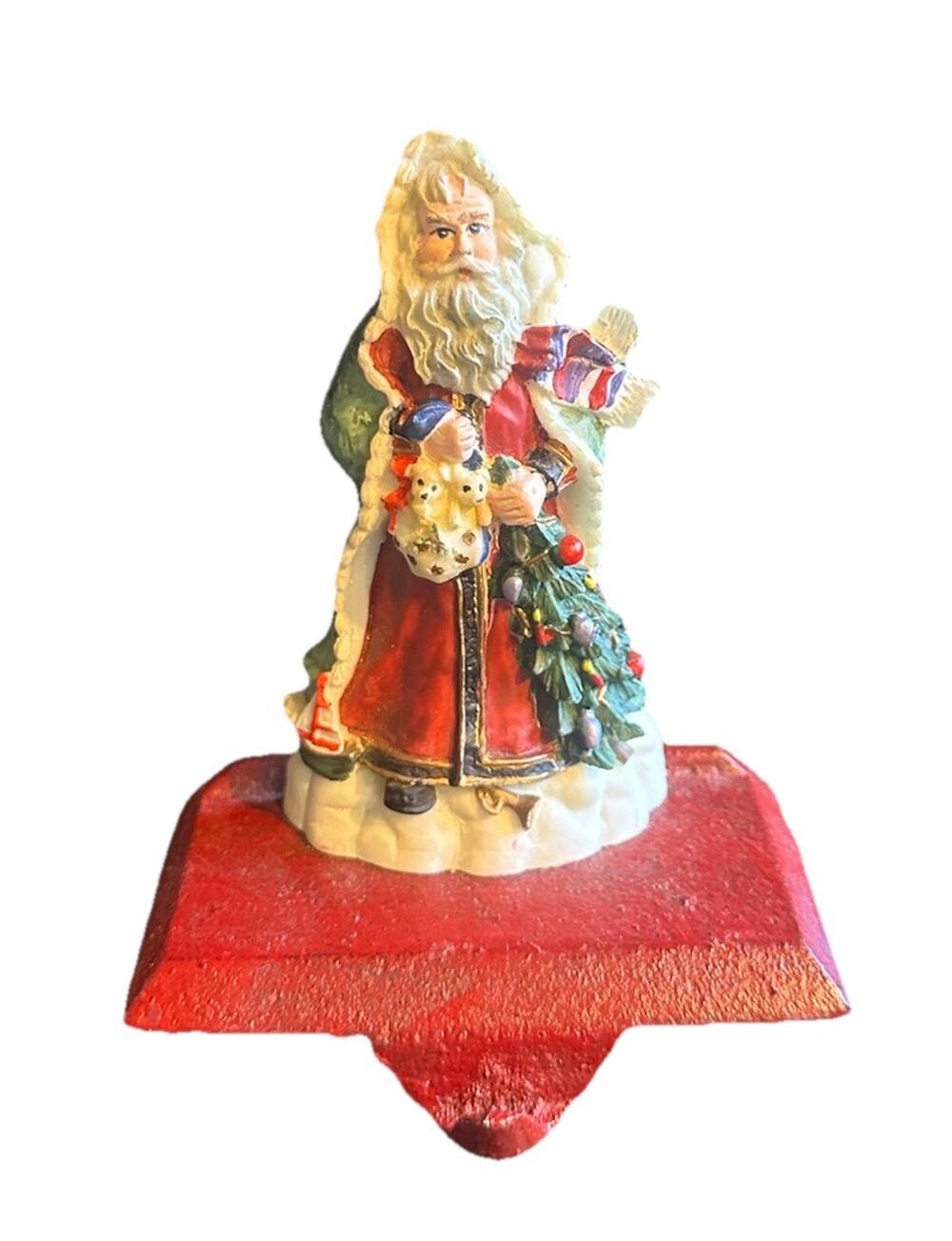 Cedar Creek Santa Stocking Hanger Holiday Mantle Holder Vintage Christmas Decor